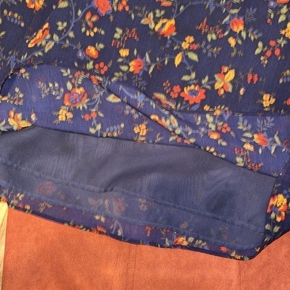 Madewell women’s blouse Large top shirt blue floral tier bell long sleeve layer - Picture 5 of 8